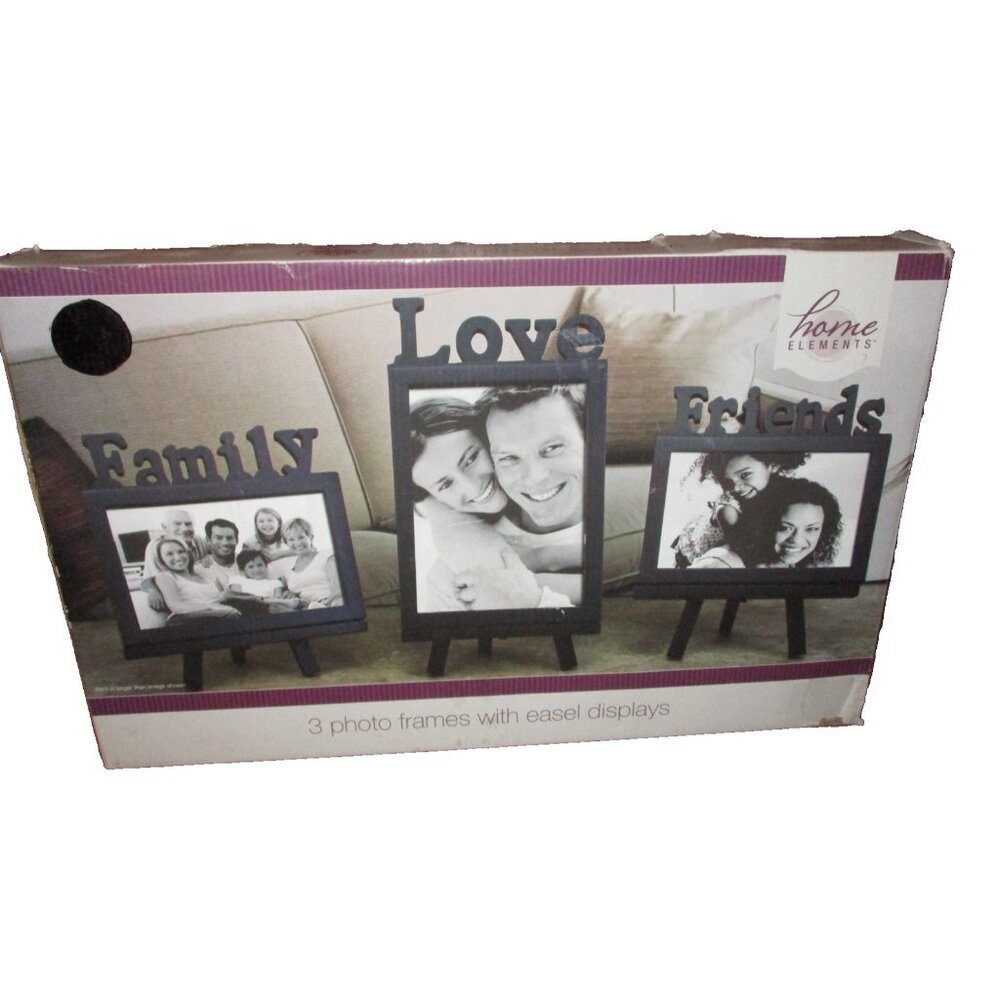 Home Elements 3 Photo Wood Frames with Easel Displays